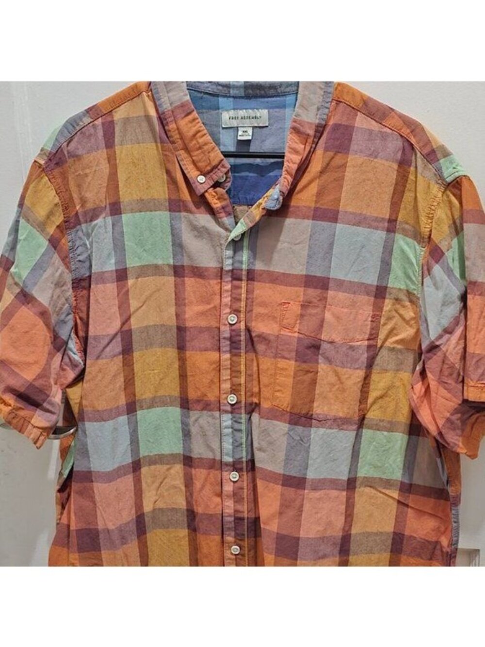 Free Assembly Casual Short Sleeve Button Shirt - Plaid - XXL - Picture 4 of 10